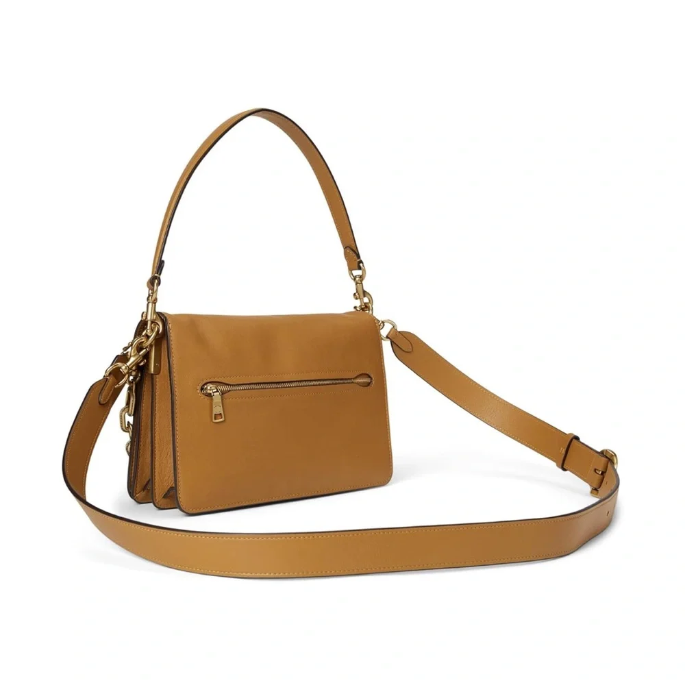 Coach Tabby Shoulder Bag With Chain / Tan Leather Gold Hardware Crossbody - New
